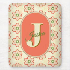 Alfombrilla De Ratón Mousepad de monograma retro moderno personalizable
