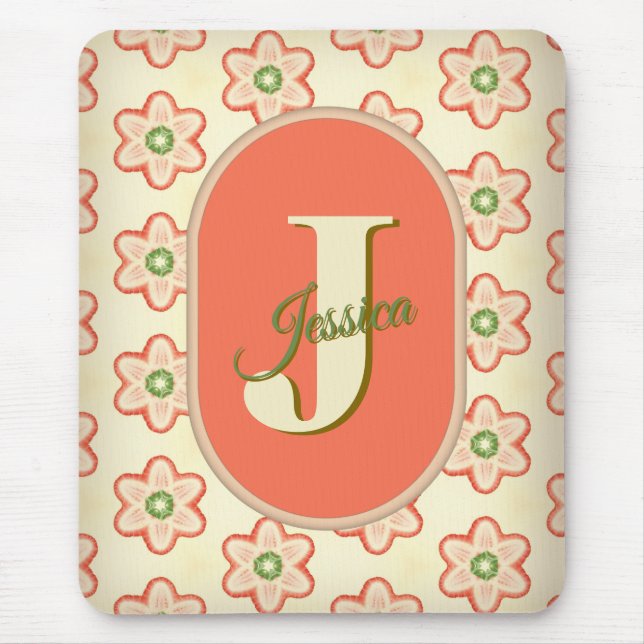 Alfombrilla De Ratón Mousepad de monograma retro moderno personalizable (Frente)