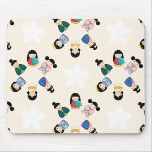 Alfombrilla De Ratón Mousepad de muñecas kokeshi japonesas