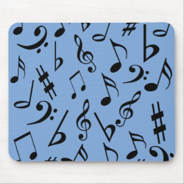 Alfombrilla De Ratón Mousepad de notas musicales - azul cielo y negro