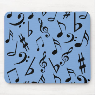 Alfombrilla De Ratón Mousepad de notas musicales - azul cielo y negro