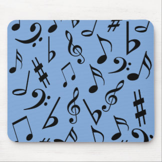 Alfombrilla De Ratón Mousepad de notas musicales - azul cielo y negro
