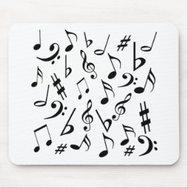 Alfombrilla De Ratón Mousepad de notas musicales - Blanco y negro