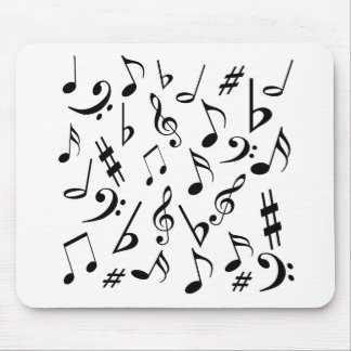 Alfombrilla De Ratón Mousepad de notas musicales - Blanco y negro