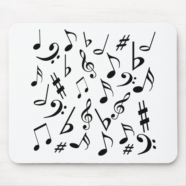 Alfombrilla De Ratón Mousepad de notas musicales - Blanco y negro (Frente)
