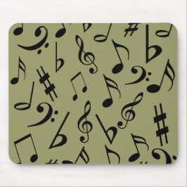 Alfombrilla De Ratón Mousepad de notas musicales - verde oliva pálido