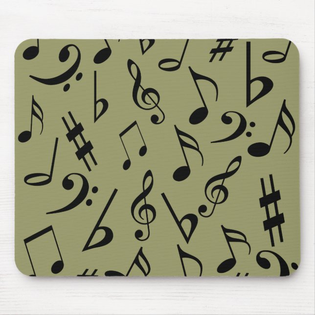 Alfombrilla De Ratón Mousepad de notas musicales - verde oliva pálido (Frente)
