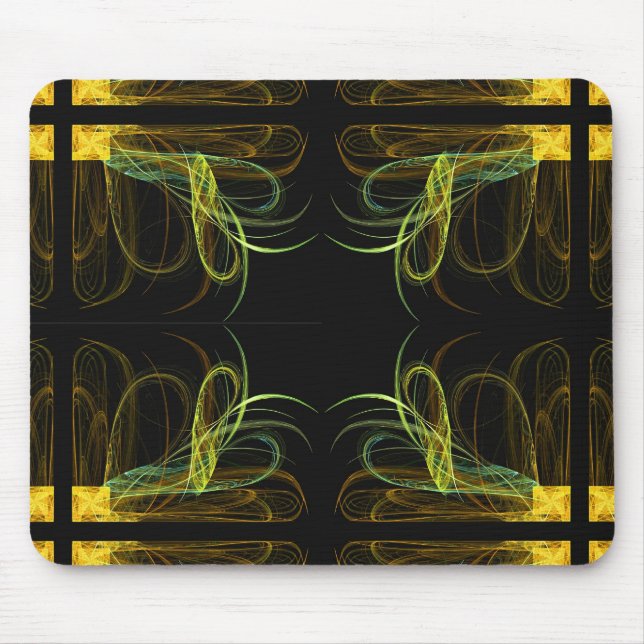 Alfombrilla De Ratón Mousepad de oro y verde fractal (Frente)
