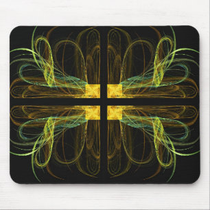 Alfombrilla De Ratón Mousepad de oro y verde fractal