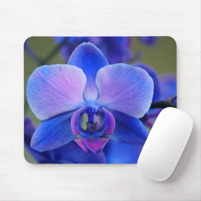 Alfombrilla De Ratón Mousepad de orquídeas azules y rosas (Con ratón)