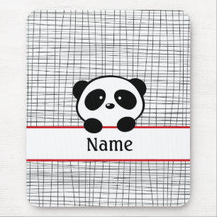 Alfombrilla De Ratón Mousepad de oso panda negro rojo personalizado