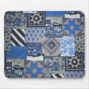 Alfombrilla De Ratón Mousepad de patchwork azul