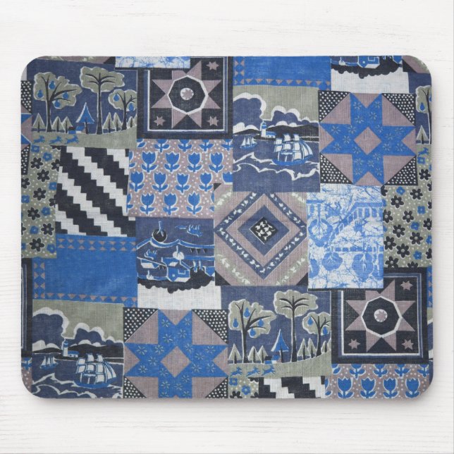 Alfombrilla De Ratón Mousepad de patchwork azul (Frente)