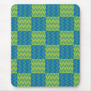 Alfombrilla De Ratón Mousepad de patchwork, geométrico azul y verde