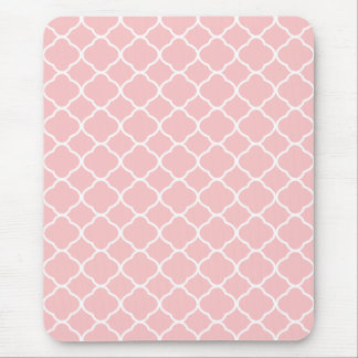 Alfombrilla De Ratón Mousepad de patrón de cuatrefoil rosa y blanco de