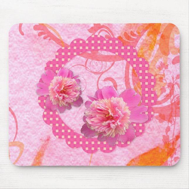 Alfombrilla De Ratón Mousepad de Peonies Rosados (Frente)