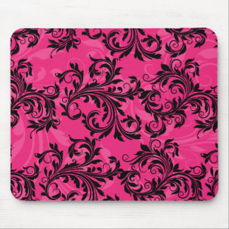 Alfombrilla De Ratón Mousepad de pergamino de hojas rosadas y negras ca