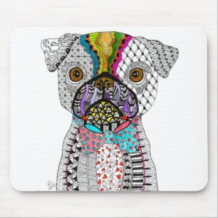 Alfombrilla De Ratón Mousepad de perro pug, lindo y colorido