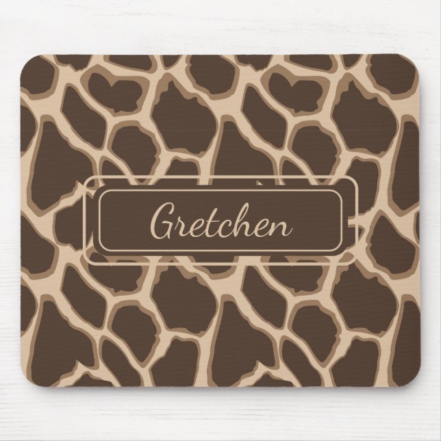 Alfombrilla De Ratón Mousepad de piel de Marrón y Tan Giraffe (Frente)