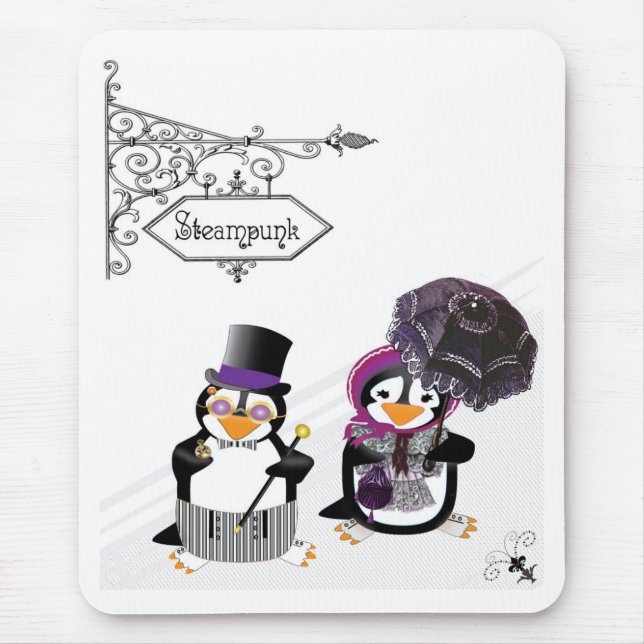 Alfombrilla De Ratón Mousepad de pingüino Steampunk (Frente)