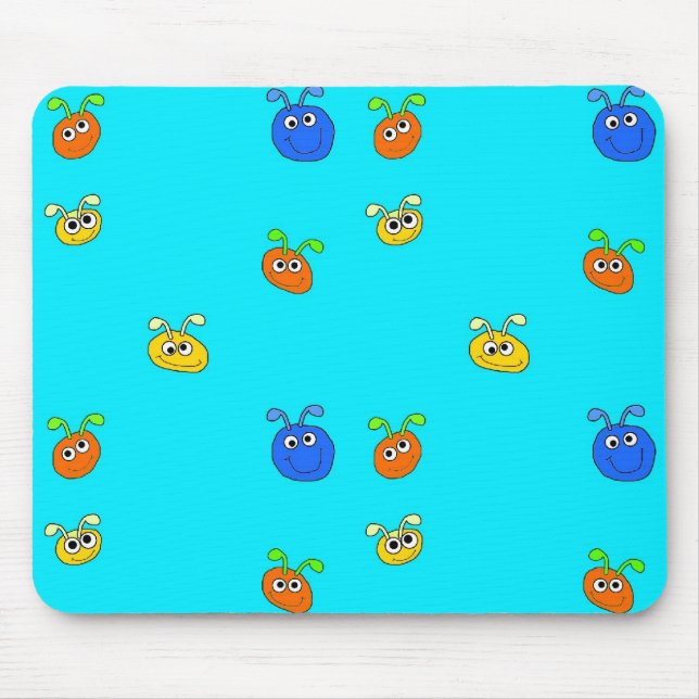 Alfombrilla De Ratón Mousepad de Placemat para niños con bichos azules (Frente)
