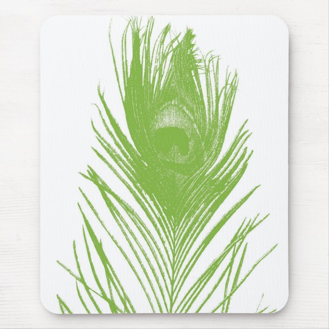 Alfombrilla De Ratón Mousepad de plumas de pavo real verde limón (Frente)
