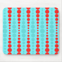 Mousepad de puntos rojos y turquesa retro
