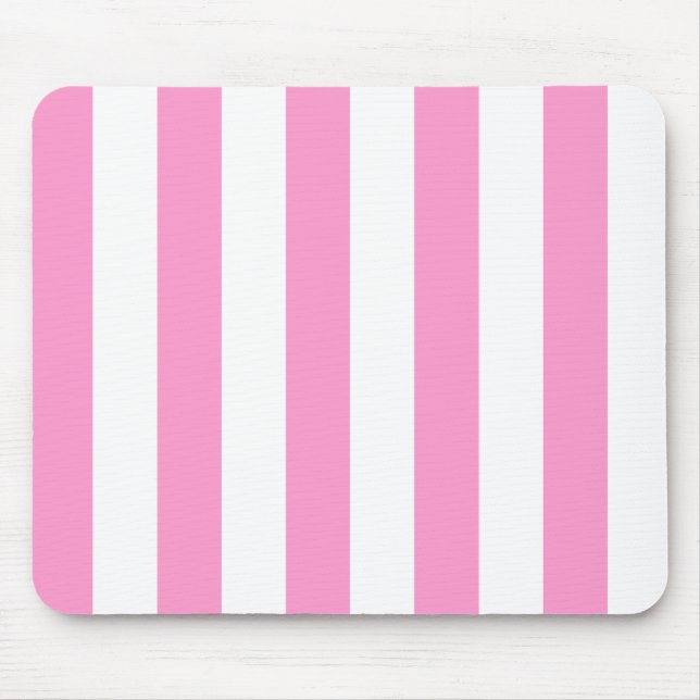 Alfombrilla De Ratón Mousepad de rayas rosadas y blancas (Frente)