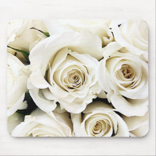 Alfombrilla De Ratón Mousepad de rosas blancas