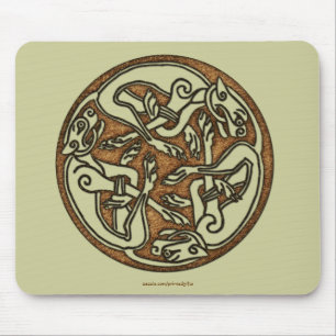 Alfombrilla De Ratón Mousepad de símbolo celta irlandés de 3 perros