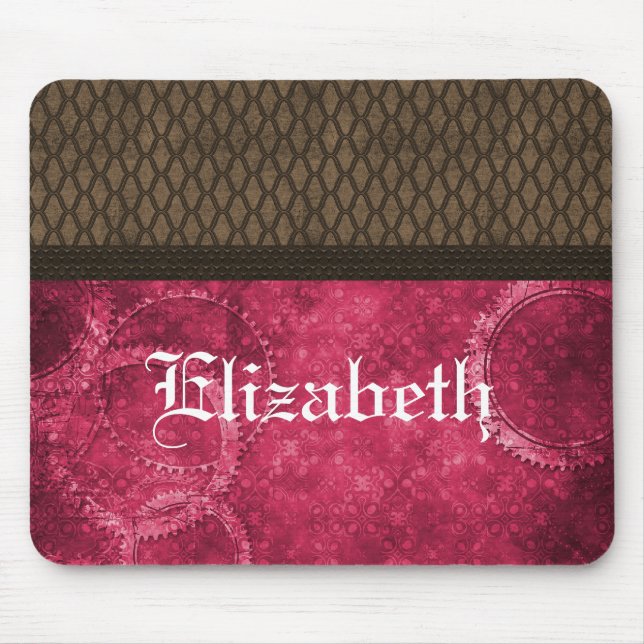 Alfombrilla De Ratón Mousepad de Steampunk metalizado, rosa (Frente)