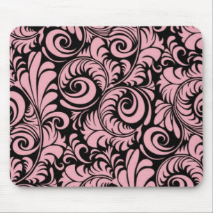 Alfombrilla De Ratón Mousepad de Swirls Negro y Rosa