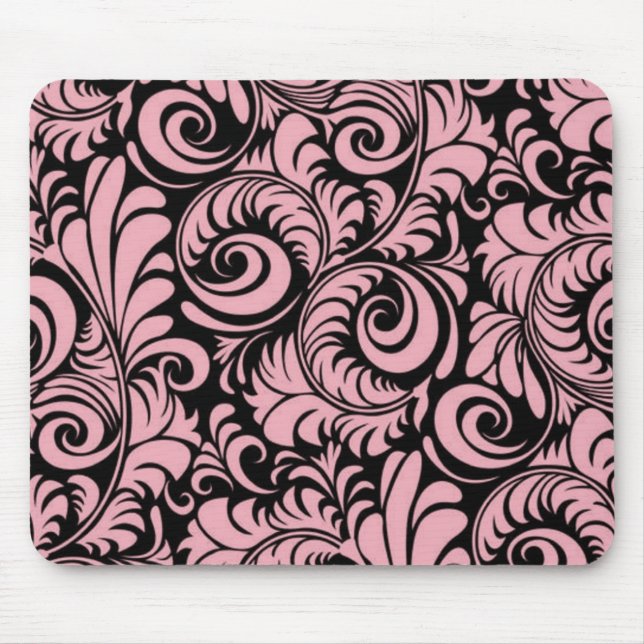 Alfombrilla De Ratón Mousepad de Swirls Rosado y Negro (Frente)