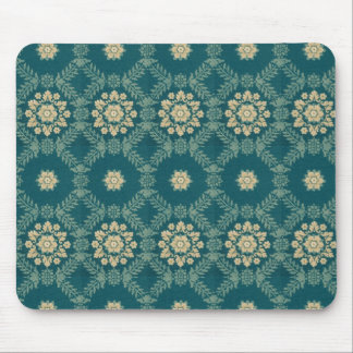 Alfombrilla De Ratón Mousepad de tela floral Verde azulada y beige vint