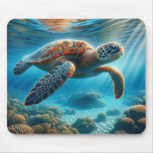 Mousepad de tortuga del mar Verde