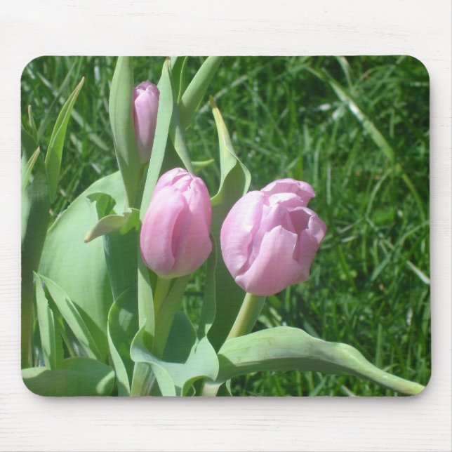 Alfombrilla De Ratón Mousepad de tulipanes rosados (Frente)