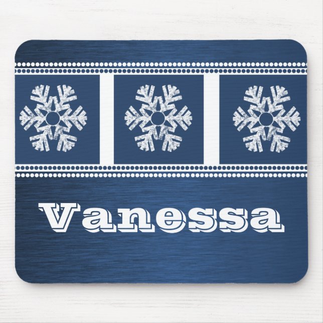 Alfombrilla De Ratón Mousepad de vacaciones con copos de nieve modernos (Frente)