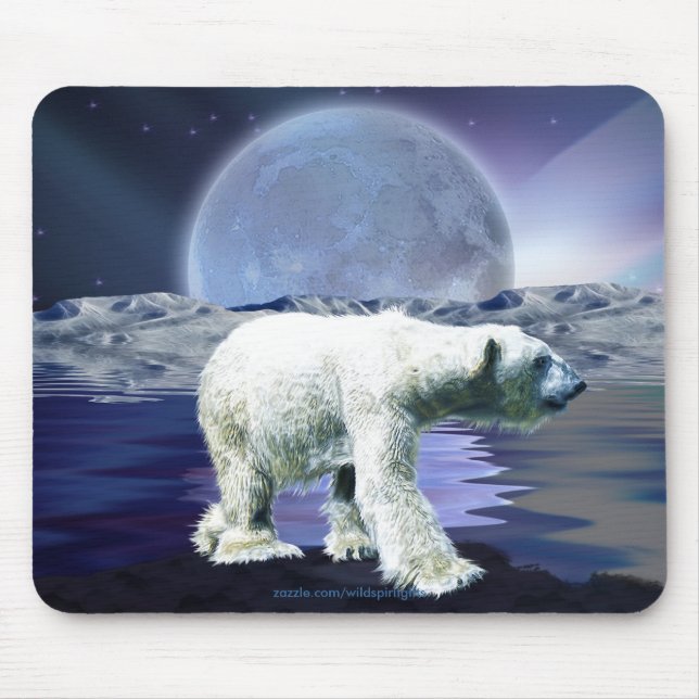 Alfombrilla De Ratón Mousepad de vida silvestre POLAR BEAR & MOON (Frente)