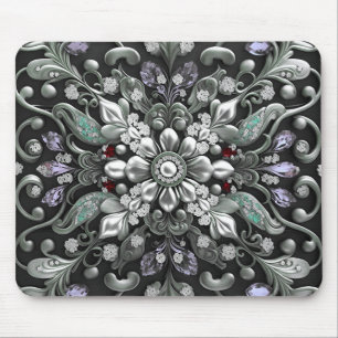 Alfombrilla De Ratón Mousepad decorativo púrpura plateado