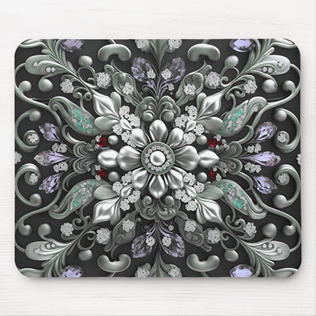 Alfombrilla De Ratón Mousepad decorativo púrpura plateado (Frente)