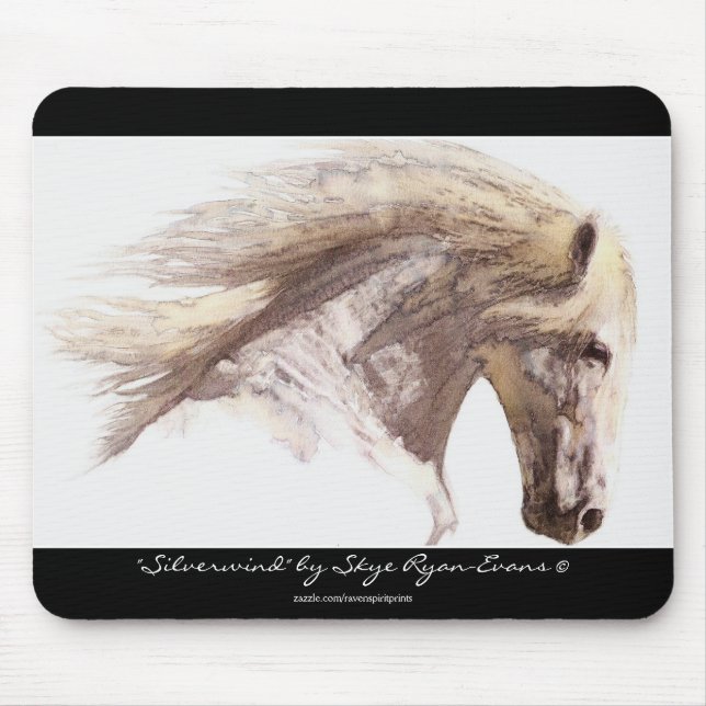Alfombrilla De Ratón Mousepad del caballo de Stallion "SILVERWIND" (Frente)