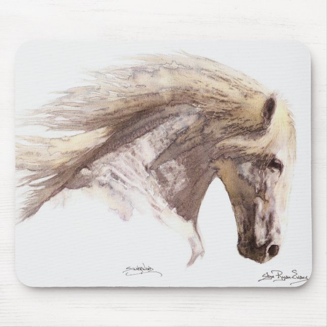 Alfombrilla De Ratón Mousepad del caballo de Stallion "SILVERWIND" (Frente)
