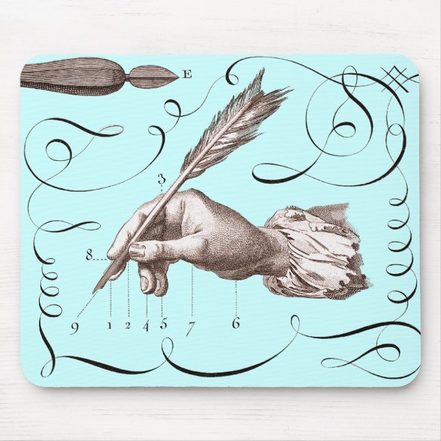 Alfombrilla De Ratón Mousepad del calígrafo - mano que sostiene la (Frente)