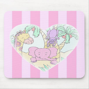 Alfombrilla De Ratón Mousepad del corazón 2 del bebé de la selva - co