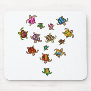 Alfombrilla De Ratón Mousepad del corazón de la tortuga arcoiris