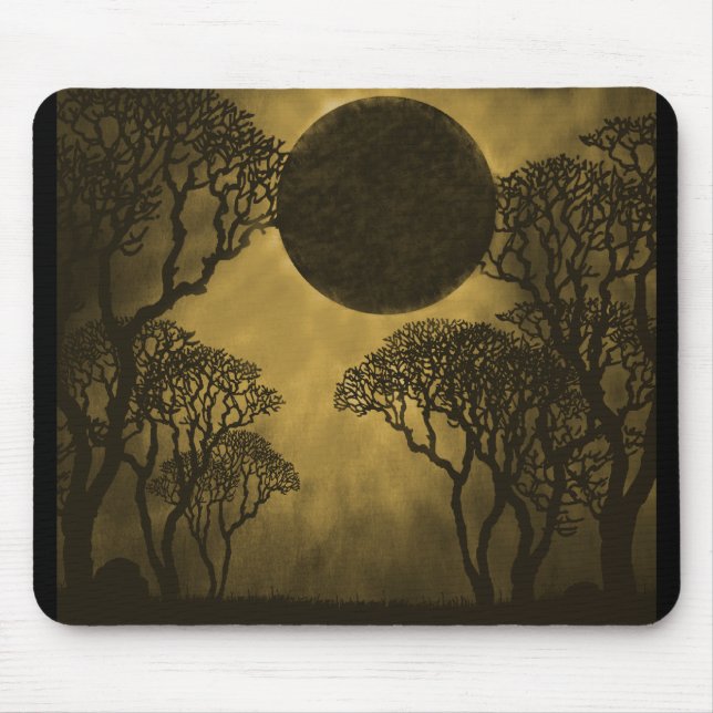 Alfombrilla De Ratón Mousepad del eclipse del bosque oscuro dorado (Frente)