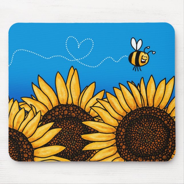 Alfombrilla De Ratón mousepad del girasol del rastro de la abeja (Frente)