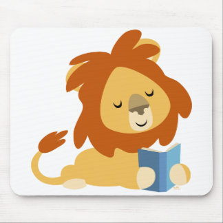 Alfombrilla De Ratón Mousepad del león del dibujo animado de la lectura