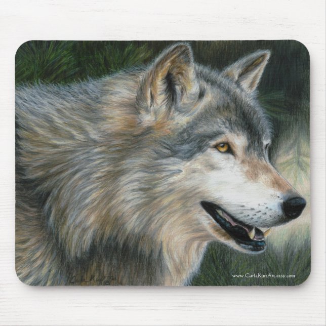 Alfombrilla De Ratón Mousepad del lobo de madera (Frente)