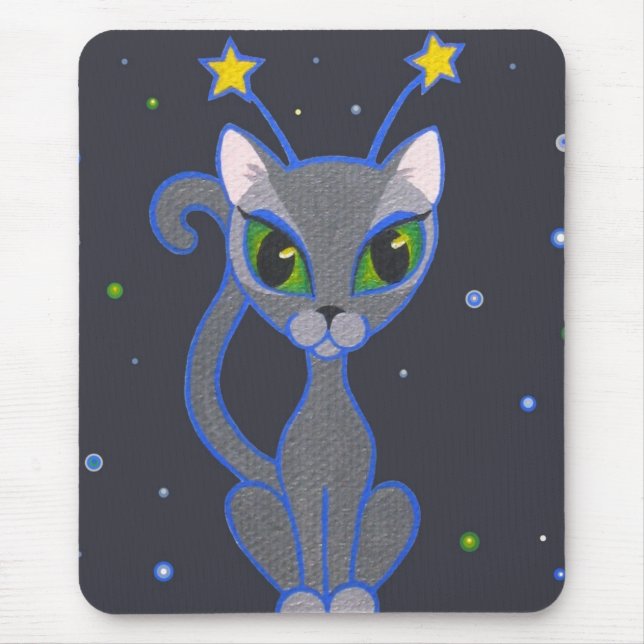 Alfombrilla De Ratón "mousepad del negro del gatito del espacio" (Frente)